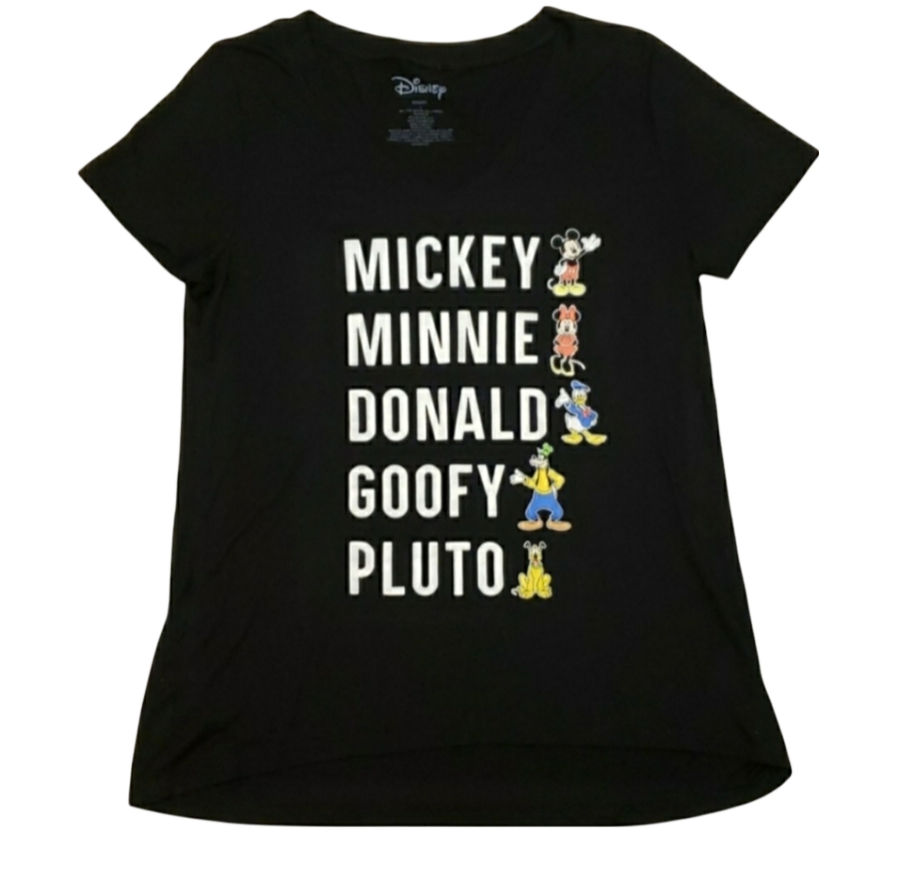 Disney Mickey Minnie Mouse Character Shirt Size Large Fitted Women's Black